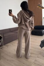 Kadife Hırka Crop Pantolon Takım Vizon - Görsel 3