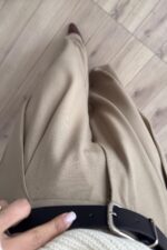 Beli Kemerli Pileli Pantolon Karamel - Görsel 3