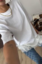 Güpür Detaylı Tişört Beyaz - Görsel 2