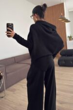 Geniş Boğazlı Asimetrik Kazak Siyah - Görsel 3