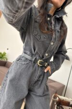 Cepli Denim Tulum Antrasit - Görsel 3