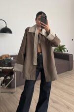 Garnili Bağlamalı Trençkot Vizon - Görsel 2