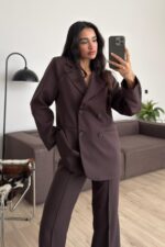 Noya Kruvaze Blazer Ceket Kahverengi - Görsel 2