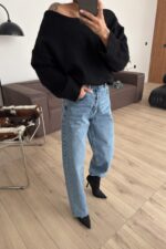 Paçası Yırtık Ballon Mavi Yıkamalı Jean - Görsel 2