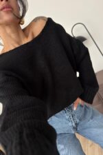 Arkası Dantel Detaylı Kazak Siyah - Görsel 2