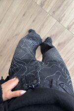 Önü Dalgalı Taşlı Siyah Jean - Görsel 3