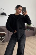 İki Parça Triko Kazak Siyah