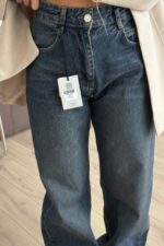 Paçası Katlı Lacivert Eskitme Jean - Görsel 3