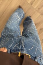 Cleo Dalgalı Taşlı Mavi Jean - Görsel 3