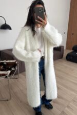 Nora Sakallı Uzun Hırka Beyaz - Görsel 2