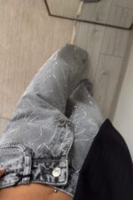 Cleo Dalgalı Taşlı Antrasit Jean - Görsel 3