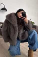 Hakim Yaka Işıltılı Kürk Vizon