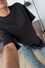 Güpür Detaylı Tişört Siyah - Görsel 2