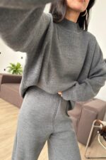 Balıkçı Yaka Triko Takım Antrasit - Görsel 3