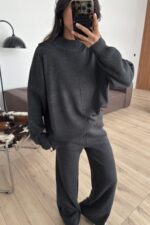 Balıkçı Yaka Triko Takım Füme - Görsel 2