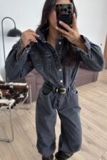 Cepli Denim Tulum Antrasit - Görsel 2