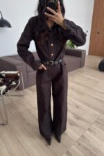 Cepli Denim Tulum Kahverengi - Görsel 2