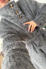 Sakallı Dik Yaka Kaban Antrasit - Görsel 2