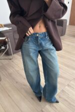 Olya Baggy Mavi Eskitme Jean - Görsel 2