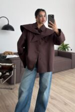 Şal Yaka Detaylı Trençkot Acı Kahve