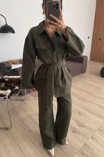 Çıtçıtlı Gabardin Takım Haki - Görsel 2