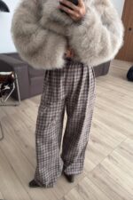 Mas Pileli Ekose Pantolon Kahverengi - Görsel 2