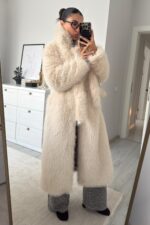 Şal Yaka Bağlamalı Uzun Kürk Taş - Görsel 4