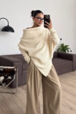 Geniş Boğazlı Asimetrik Kazak Ekru