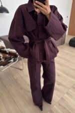 Fuly Denim Gömlek Pantolon Takım Mürdüm - Görsel 2