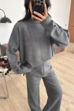 Balıkçı Yaka Triko Takım Antrasit - Görsel 2