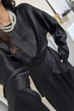 Floş Saten Etek Takım Siyah - Görsel 3