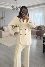 Noya Kruvaze Blazer Ceket Krem