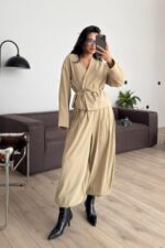 Şalvar Pantolon Ceket Takım Bej