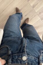 Paçası Katlı Lacivert Eskitme Jean - Görsel 2