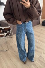 Cleo Dalgalı Taşlı Mavi Jean - Görsel 2