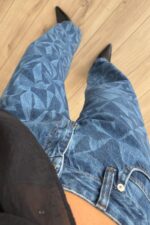 Desenli Ballon Orta Mavi Jean - Görsel 3