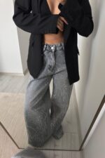 Cleo Dalgalı Taşlı Antrasit Jean - Görsel 2