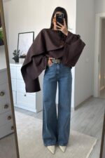 Ful Taşlı Wide Leg Mavi Jean