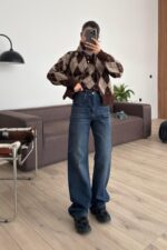 Dark Eskitme Wide Leg Jean