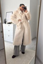 Şal Yaka Bağlamalı Uzun Kürk Taş - Görsel 2