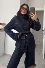 Leroy Çıtçıtlı Fermuarlı Denim Ceket Lacivert