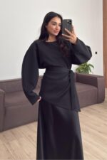 Dalgıç Kumaş İki Parçalı Bluz Siyah