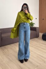 Bs Wide Leg Koyu Mavi Jean