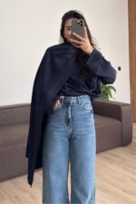 Cool Şallı Saten Gömlek Lacivert