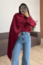 Cool Şallı Saten Gömlek Bordo