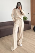 Çıtçıtlı Scuba Pantolon Takım Taş