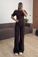 Bs Wide Leg Kahve Jean