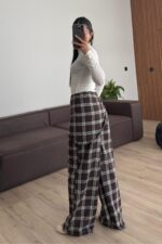 Şallı Ekose Pantolon Kahverengi - Görsel 3