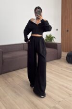 İçi Dantel Bralet Eşofman Takım Siyah