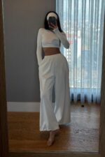 Divya Bandana Detaylı Crop Eşofman Takım Beyaz